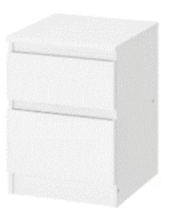 4 KULLEN IKEA dressoirs met 2 laden, wit, 35x49 cm beschikbaar voor biedingen