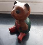 Statuette en bois patinée de chat, Ophalen of Verzenden
