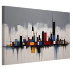 Toile Skyline de style Piet Mondrian 60 x 40 cm - 18 mm., Maison & Meubles, Moins de 50 cm, Envoi, Création originale, 50 à 75 cm