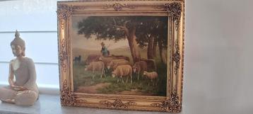 Olie schilderij op doek de schaapherder beschikbaar voor biedingen