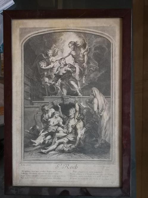 SAINT ROCH EN DE SLACHTOFFERS VAN DE PEST, Antiek en Kunst, Kunst | Etsen en Gravures, Ophalen of Verzenden