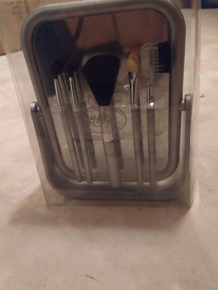 spiegel staander met 5 sminkborstels nieuw, Handtassen en Accessoires, Uiterlijk | Gezichtsverzorging, Nieuw, Ophalen of Verzenden