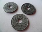 3 pièces de 20 centimes français époque Vichy, Enlèvement ou Envoi