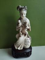 Chinese dame in marine/zeedieren ivoor MET CERTIFICAAT, Ophalen of Verzenden