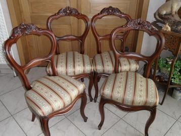 Te koop zes antieke mahoniehouten stoelen 