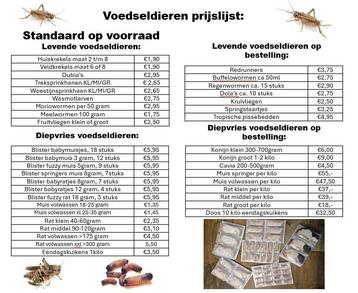 Voedseldieren Hoogerheide ook diepvriesmuizen etc beschikbaar voor biedingen