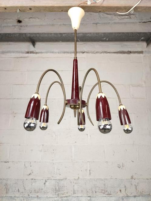 Vintage hanglamp 5 armen, Antiek en Kunst, Antiek | Verlichting, Ophalen of Verzenden