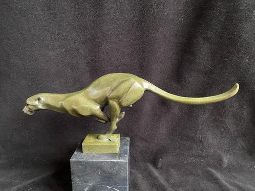 Bronzen luipaard Art Deco Milo/stempel gekleurd zuiver brons, Antiquités & Art, Art | Sculptures & Bois, Enlèvement ou Envoi