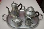 Tinnen Thee en koffie set, ovalen dienblad, gemerkt, Antiek en Kunst, Ophalen