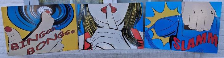 pop-art - Deborah Azzopardi - Sssshhh, Slamm, Bing Bong, Antiek en Kunst, Kunst | Schilderijen | Modern, Ophalen