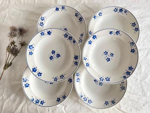 Lot de 6 assiettes creuses Boch Mercure bleu, Antiek en Kunst, Antiek | Servies los, Ophalen of Verzenden