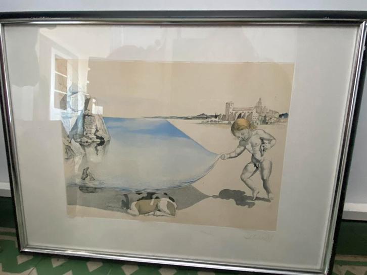 Ingekaderde litho Salvador Dali, Antiquités & Art, Art | Lithographies & Sérigraphies, Enlèvement