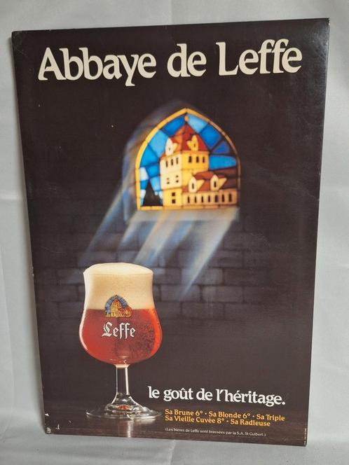 Café reclame bord bier abdij van Leffe 1986, Verzamelen, Merken en Reclamevoorwerpen, Gebruikt, Reclamebord, Ophalen of Verzenden