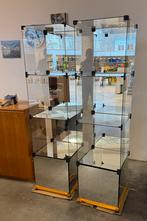 Vitrines colonne en verre, miroitées - 2 pcs., Maison & Meubles, Design, vintage (années 1970-1980), 25 à 50 cm, Avec tablette(s)
