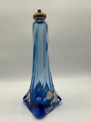 Val Saint-Lambert kristallen lampvoet bekleed met blauw beschikbaar voor biedingen