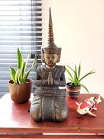 Authentique Bouddha en bois agenouillé, probablement thaïlan, Maison & Meubles, Enlèvement ou Envoi