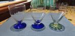 glazen vintage 2 blauwe 1 groene proper, Ophalen of Verzenden