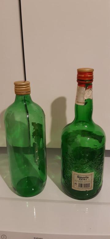 2x lege groene fles Smeets : jenever + Smeets Extra Hasselt  beschikbaar voor biedingen