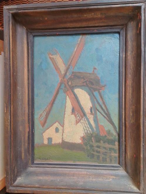 Hippolyte Prat  1863   Witte Molen Lissewege, Antiquités & Art, Art | Peinture | Classique, Envoi