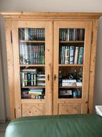 Antiek grenen vitrinekast, Ophalen, 100 tot 150 cm, Antiek grenen, 25 tot 50 cm