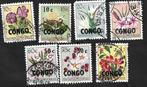 14 Postzegels 1960 Bloemenreeks met opdruk "Congo", Postzegels en Munten, Ophalen of Verzenden, Gestempeld, Dier of Natuur