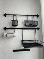 Hangrek keuken met afdruiprek, keukenrol- en plantenhouder, Huis en Inrichting, Keuken | Keukenelementen, Ophalen, Nieuw, Zwart