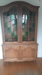 Prachtige Antieke Eiken Vitrinekast met Glas-in-lood - Ideaa, Huis en Inrichting, Kasten | Vitrinekasten, Ophalen, 200 cm of meer