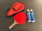 Tafeltennis bat / case en rubberspray, Sport en Fitness, Tafeltennis, Ophalen of Verzenden, Gebruikt, Net, Batje(s) of Balletje(s)