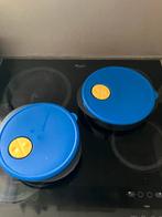 Tupperware schotels met 2 verdeelvakken voor microgolfoven., Blauw, Gebruikt, Ophalen of Verzenden