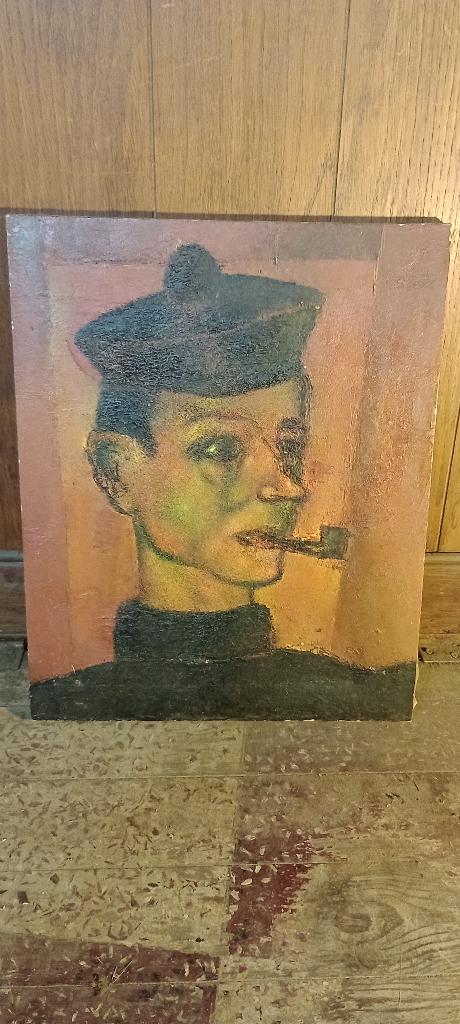 Schilderij op doek, gesigneerd Serge Montegnies, 37x46, n558, Antiek en Kunst, Kunst | Schilderijen | Modern, Ophalen of Verzenden