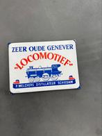 Oud emaille reclame bord Locomotief genever, Ophalen of Verzenden, Gebruikt, Reclamebord