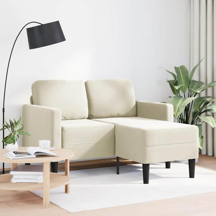 2-zitsbank met chaise L-vorm crèmekleurig 125 cm fluweel, Huis en Inrichting, Zitzakken, Nieuw, Verzenden