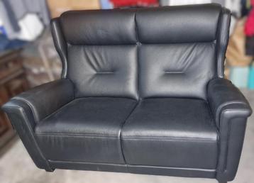 Zetel 2-zit zwart leder beschikbaar voor biedingen