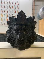 Bloempot Leeuwenkop Zwart kroon detail groot, Kunststof, Nieuw, Minder dan 25 cm, Overige vormen
