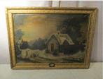 œuvre peinte à l'ancienne - Cottage au coucher du soleil, Antiquités & Art, Art | Peinture | Classique, Enlèvement ou Envoi