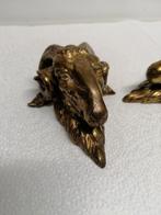 3 rams koppen I Brons goud verguld de 9x5,5 cm, Antiquités & Art, Antiquités | Bronze & Cuivre, Bronze, Enlèvement