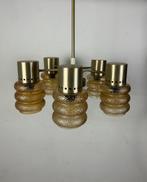 Vintage Duitse hanglamp glas mid century modern, Ophalen of Verzenden, Zo goed als nieuw, Glas, Mid century