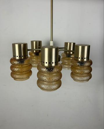 Vintage Duitse hanglamp glas mid century modern beschikbaar voor biedingen
