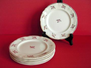 Boch - 6 Dessertborden met roosje  beschikbaar voor biedingen