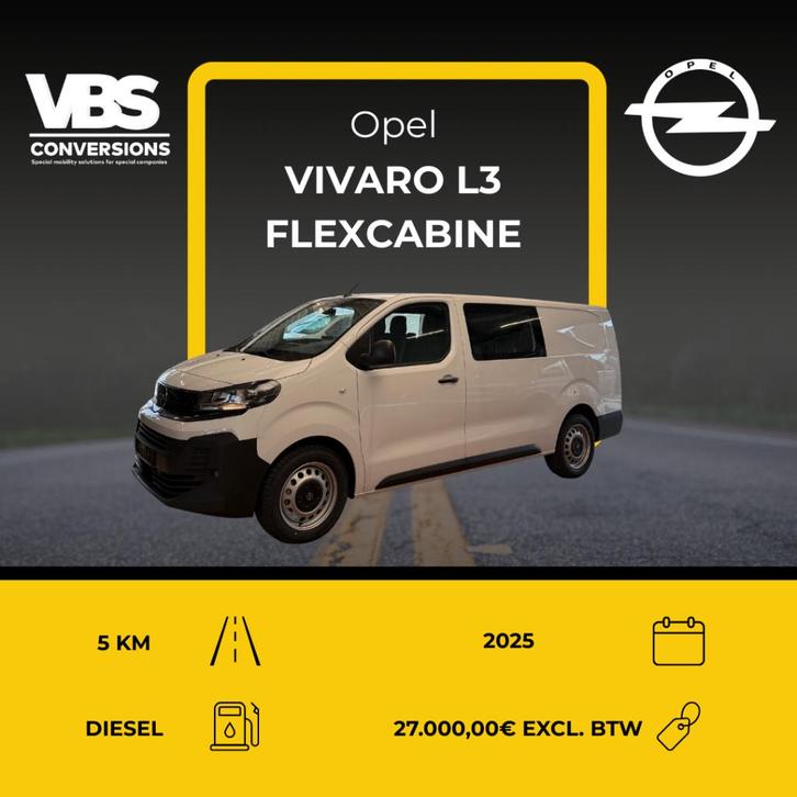 Opel Vivaro L3 dubbel cabine, Auto's, Bestelwagens en Lichte vracht, Bedrijf, Te koop, 360° camera, ABS, Achteruitrijcamera, Airbags
