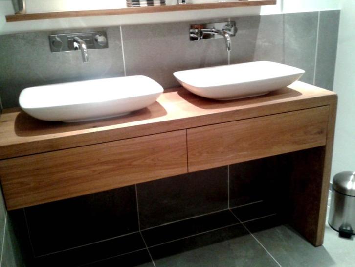 Eiken badkamermeubel met laden, Huis en Inrichting, Badkamer | Badkamermeubels, Nieuw, Wastafelkast, Minder dan 100 cm, 100 tot 150 cm
