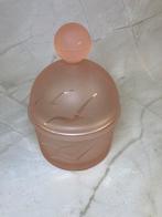 Bonbonnière en verre satiné rose avec motifd'oiseaux en vol, Enlèvement ou Envoi