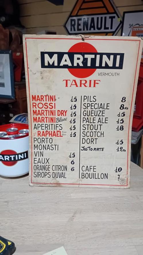 Oude Belgische café prijslijst Martini, Verzamelen, Merken en Reclamevoorwerpen, Zo goed als nieuw, Ophalen of Verzenden