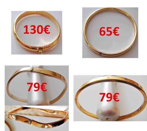 Bracelet (demi-)jonc, plaqué or, fermé ouvrant, simple, NEUF, Handtassen en Accessoires, Armbanden, Nieuw, Goud, Goud, Ophalen of Verzenden