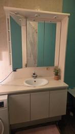 Badkamermeubel-set: onder-en kolomkast-lavabo+kraan-spiegelk, Enlèvement