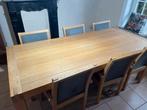 Massief houten tafel en stoelen te koop, Huis en Inrichting, Tafels | Eettafels, Ophalen, 200 cm of meer, 50 tot 100 cm, Vijf personen of meer