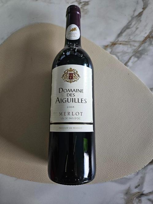 Fles Domaine des Aiguilles - Merlot 2008, Verzamelen, Wijnen, Nieuw, Rode wijn, Frankrijk, Vol, Ophalen of Verzenden