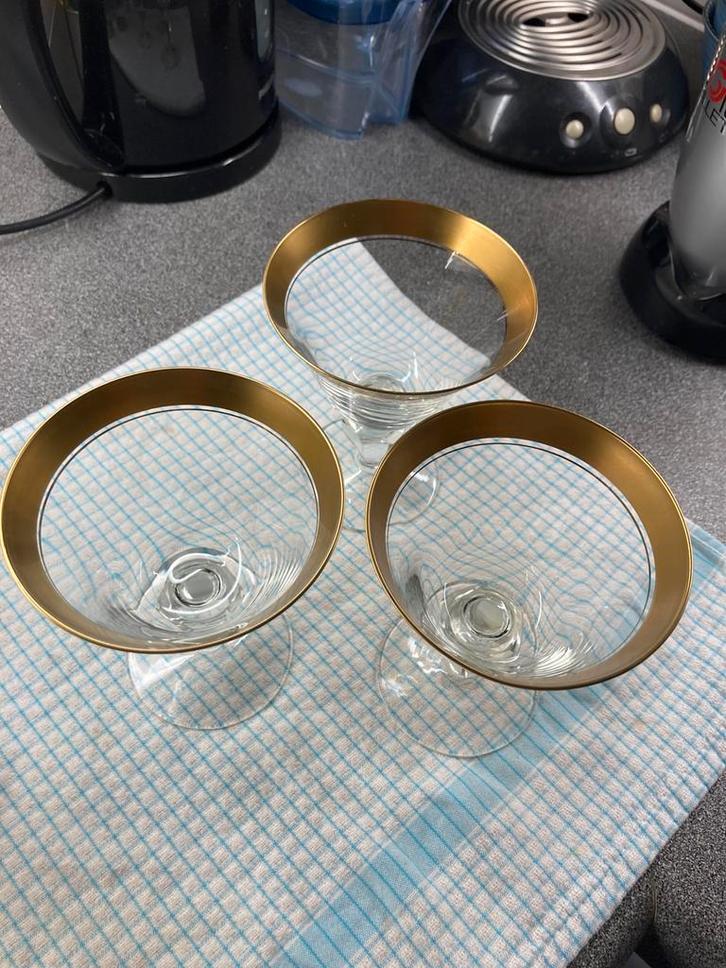 3 champagne Minton Tiffin Franciscan kristallen glazen, Antiek en Kunst, Antiek | Glaswerk en Kristal, Ophalen of Verzenden