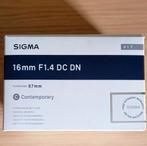Sigma 16mm f/1.4 (f1.4, 1.4) DC DN E-MOUNT SONY - Als nieuw!, Audio, Tv en Foto, Ophalen of Verzenden, Zo goed als nieuw, Groothoeklens