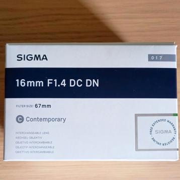 Sigma 16mm f/1.4 (f1.4, 1.4) DC DN E-MOUNT SONY - Als nieuw! beschikbaar voor biedingen